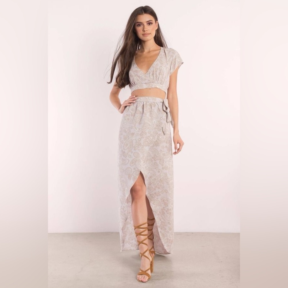 Audrey Paisley Print Crop Top & Wrap Skirt From Tobi